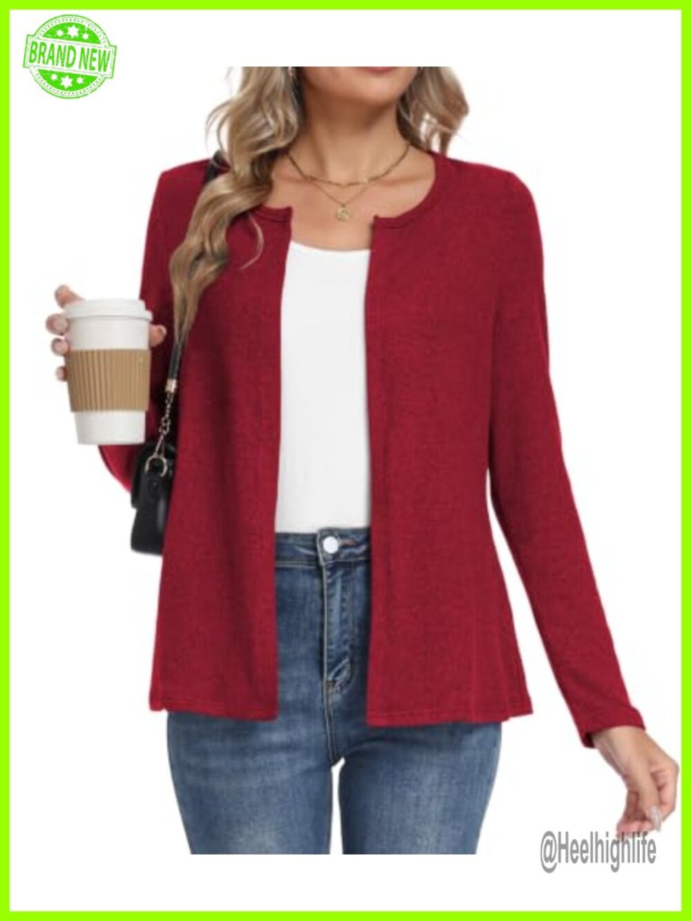 LILBETTER Womens Open Front Cardigan Lightweight Long Sleeve Layering Sweater
